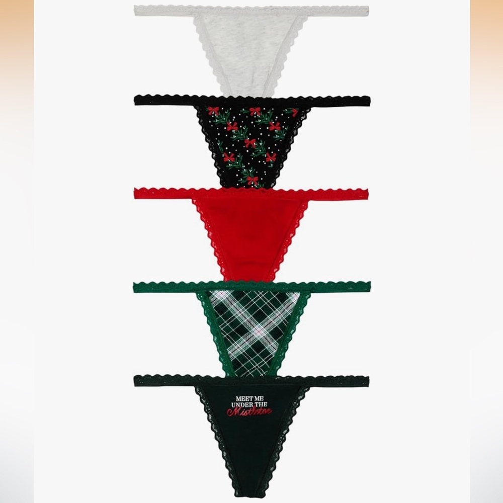 Victoria’s Secret Cotton Lace-Trim V-String Panties Size S